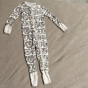 Little Sleepies Cream and Black Animal Faces Footie